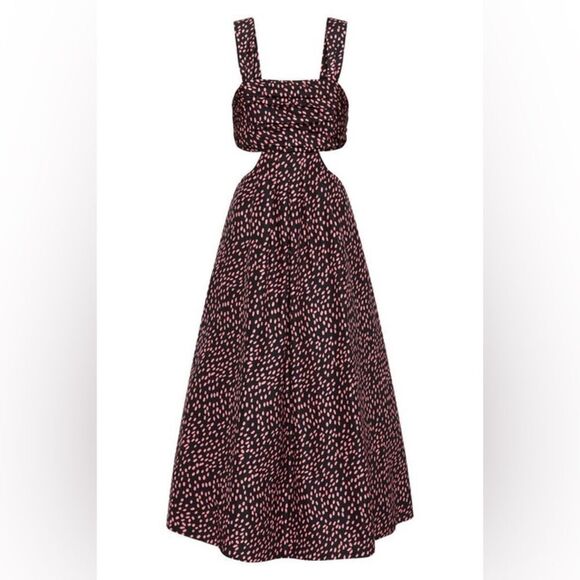 NWT Rebecca Vallance Cha Cha Silk Polka Dot Cutout Pleated Midi Dress size 6 - Picture 4 of 14
